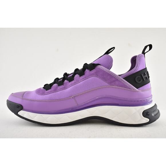 Chanel 20C Mens Purple Black White CC Logo Lace Up Low Top Trainer Sneaker 44 11 - Picture 9 of 13